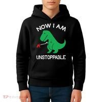 Now I'm Unstoppable - Funny T-Rex Dinosaur Kids Hoodie thumb 4