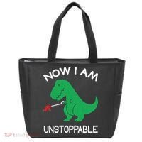 Now I'm Unstoppable - Funny T-Rex Dinosaur Tote Bag thumb 0