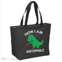Now I'm Unstoppable - Funny T-Rex Dinosaur Tote Bag thumb 2
