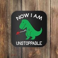 Now I'm Unstoppable Funny TRex Dinosaur Coaster thumb 0