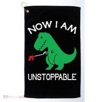 Now I'm Unstoppable Funny TRex Dinosaur Golf Towel thumb 0