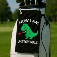 Now I'm Unstoppable Funny TRex Dinosaur Golf Towel thumb 2