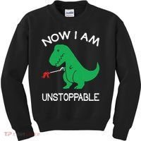 Now I'm Unstoppable Funny TRex Dinosaur Kids Sweatshirt thumb 0