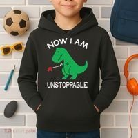 Now I'm Unstoppable Funny TRex Dinosaur Kids Hoodie thumb 2