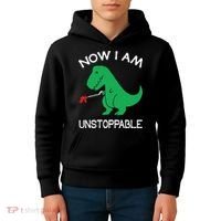 Now I'm Unstoppable Funny TRex Dinosaur Kids Hoodie thumb 4