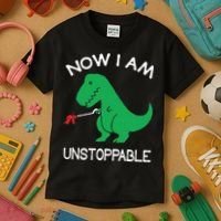 Now I'm Unstoppable Funny TRex Dinosaur Kids T-Shirt thumb 3