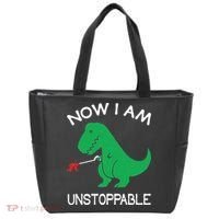 Now I'm Unstoppable Funny TRex Dinosaur Tote Bag thumb 0