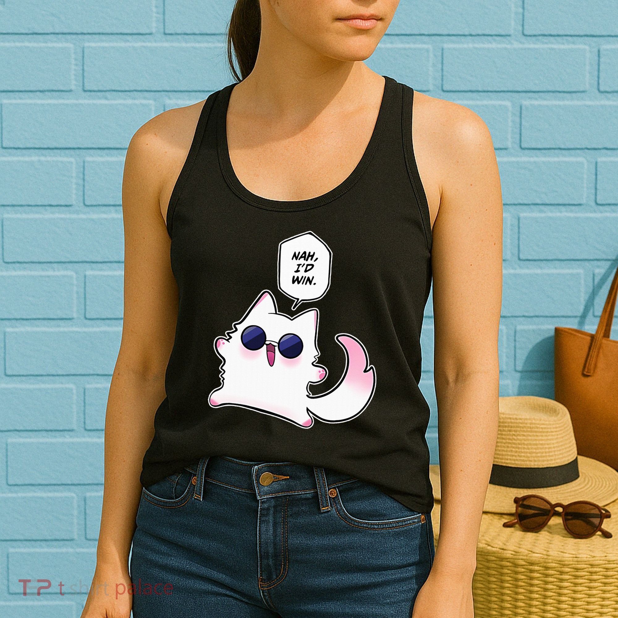 Nah ID Win Gojo Cat Meme Women's Tank Top