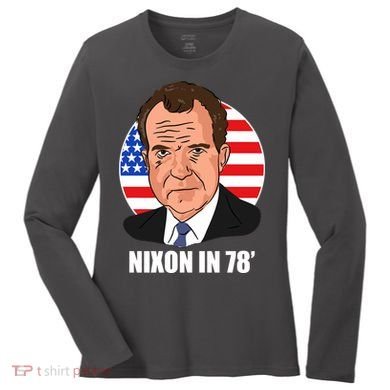 Nixon In 78' President USA Flag Women's Long Sleeve Shirt