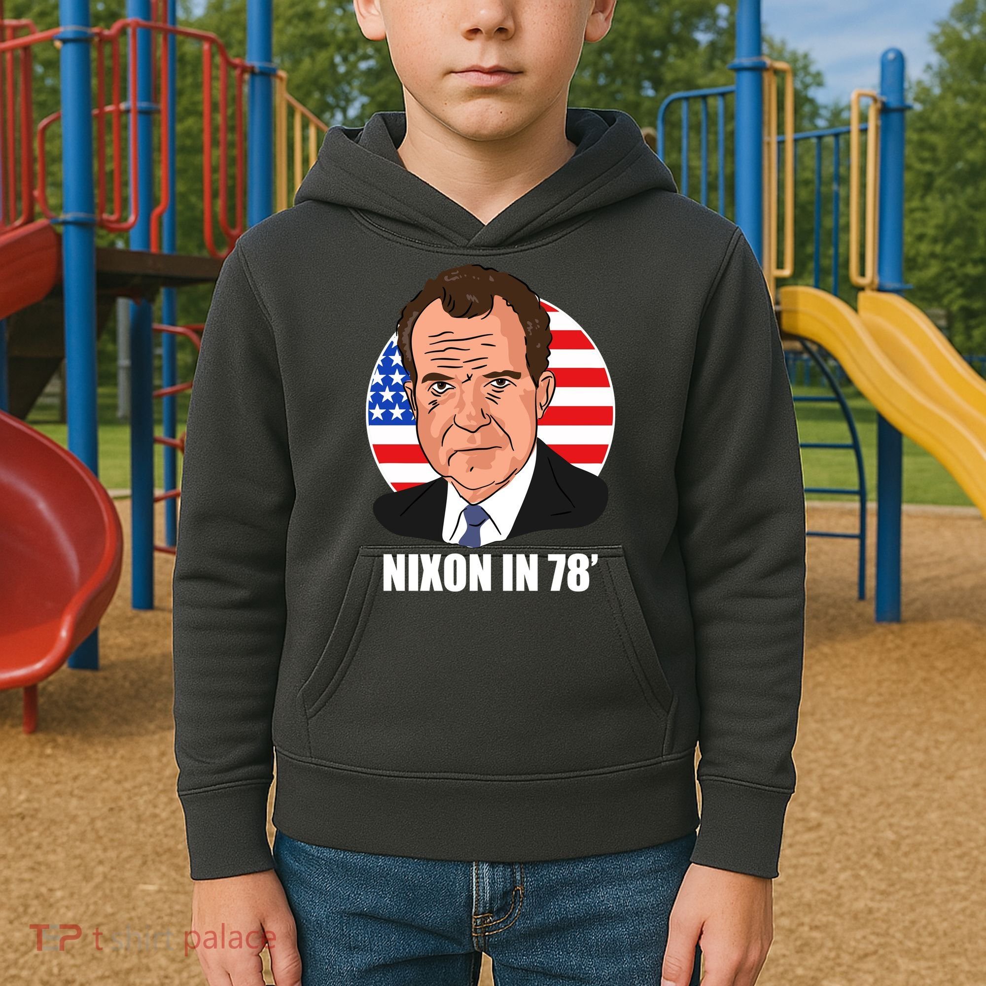 Nixon In 78' President USA Flag Kids Hoodie