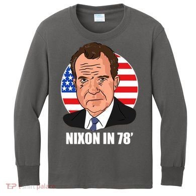 Nixon In 78' President USA Flag Kids Long Sleeve Shirt