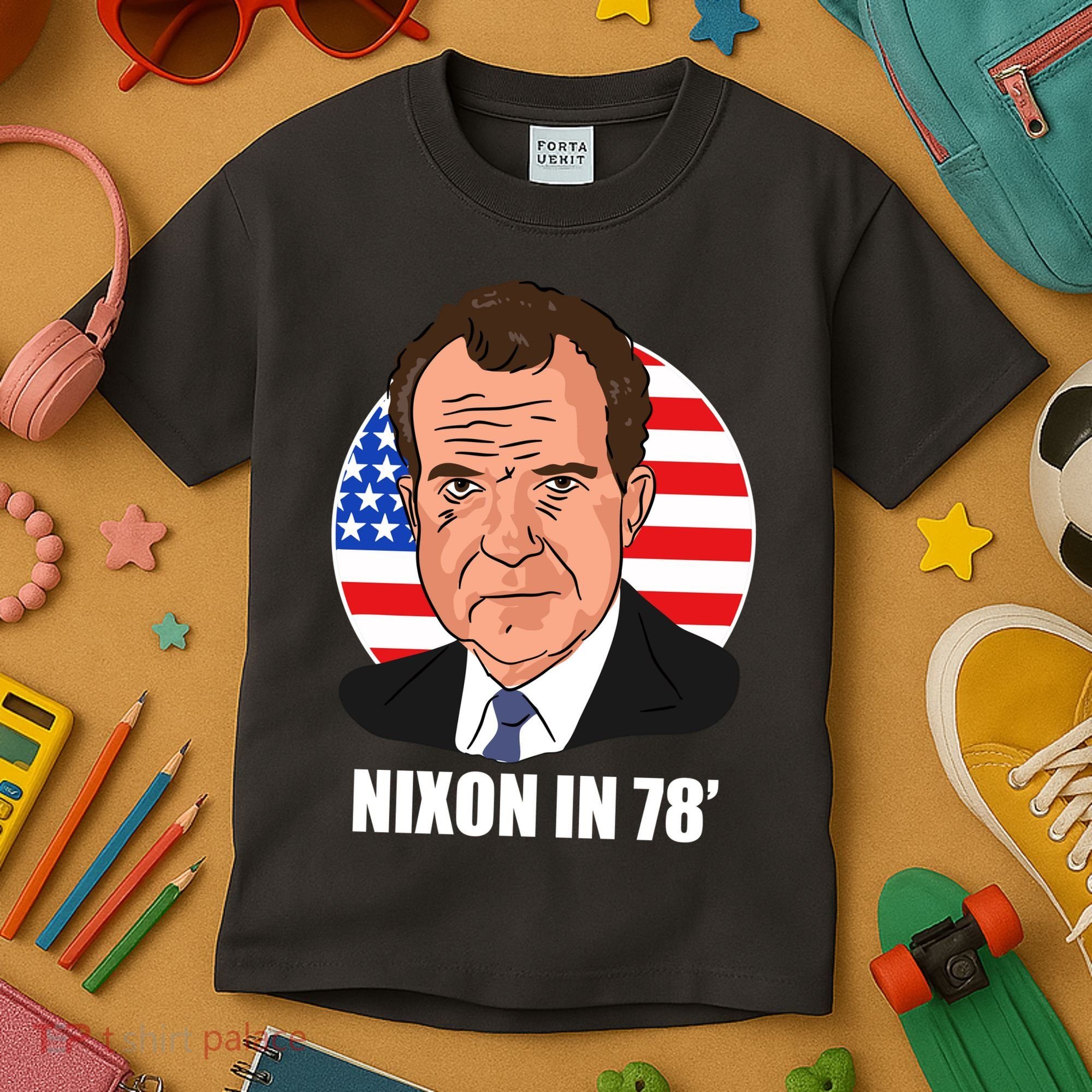 Nixon In 78' President USA Flag Kids T-Shirt