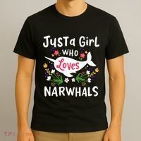 Narwhal Just A Girl Who Loves Narwhals Cute Gift T-Shirt thumb 3