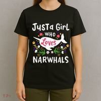 Narwhal Just A Girl Who Loves Narwhals Cute Gift T-Shirt thumb 4