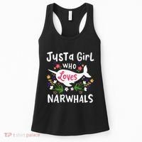 Narwhal Just A Girl Who Loves Narwhals Cute Gift Women's Tank Top thumb 0