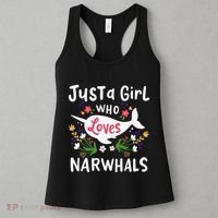 Narwhal Just A Girl Who Loves Narwhals Cute Gift Women's Tank Top thumb 3