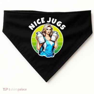 Nice Jugs. Cheerleader Milkmaid. Pitcher Holding Fun USA-Made Doggie Bandana