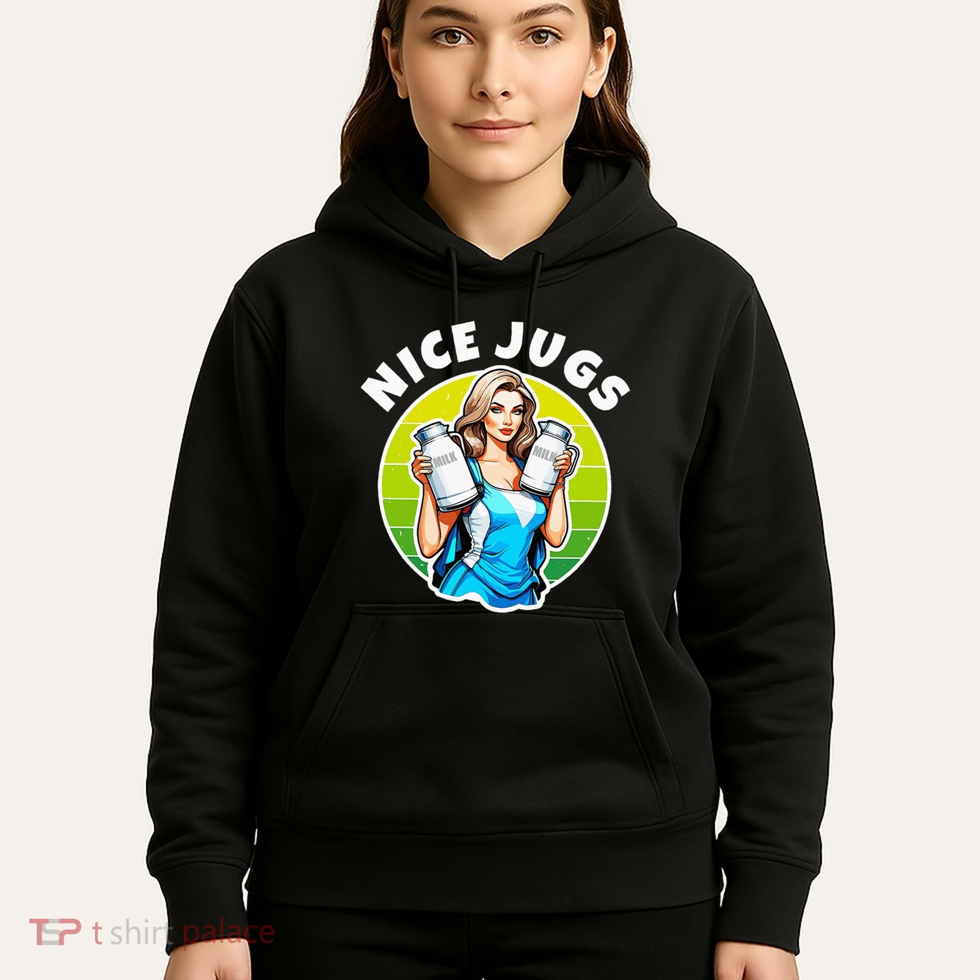 Nice Jugs. Cheerleader Milkmaid. Pitcher Holding Fun Hoodie