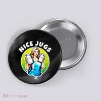 Nice Jugs. Cheerleader Milkmaid. Pitcher Holding Fun Button thumb 0