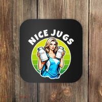 Nice Jugs. Cheerleader Milkmaid. Pitcher Holding Fun Coaster thumb 0