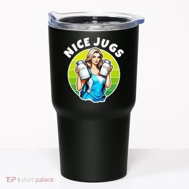 Nice Jugs. Cheerleader Milkmaid. Pitcher Holding Fun Tumbler