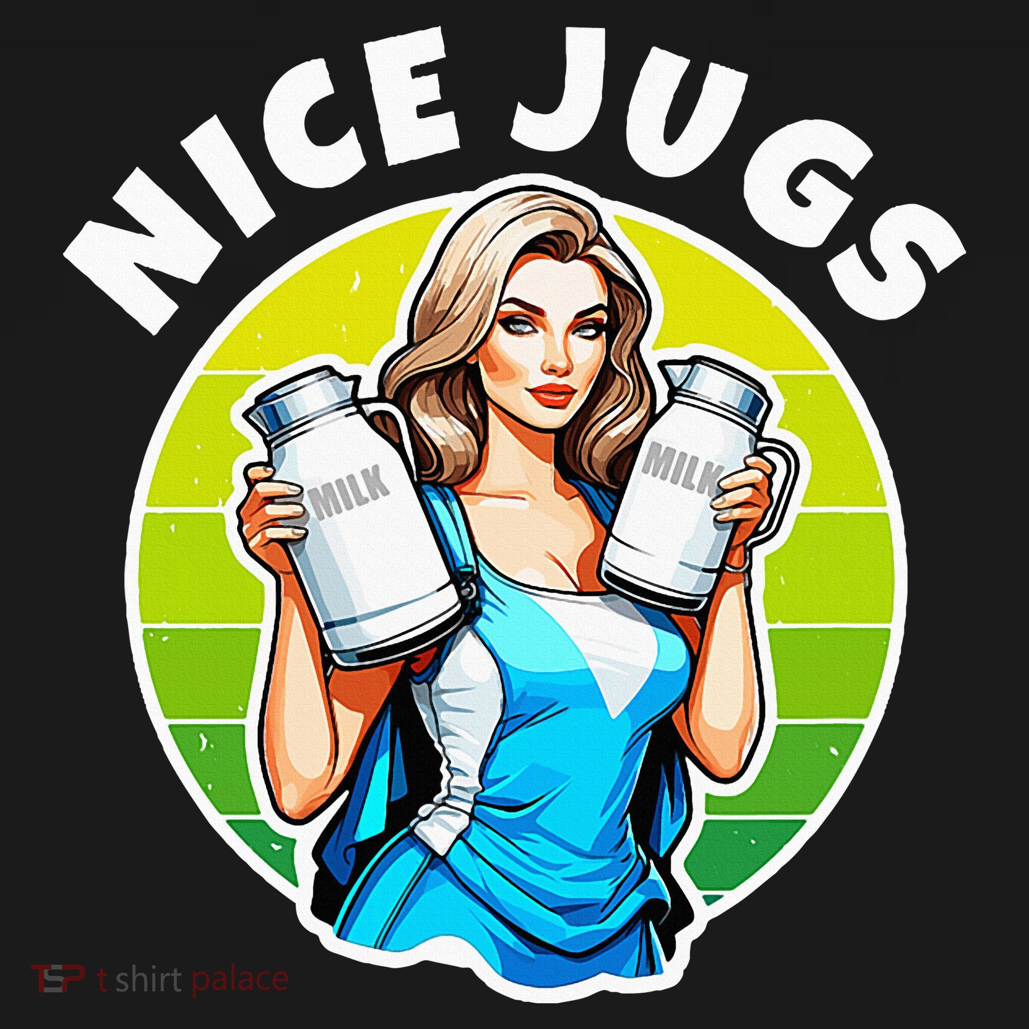Nice Jugs. Cheerleader Milkmaid. Pitcher Holding Fun Cropped Pullover Crew