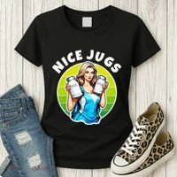 Nice Jugs. Cheerleader Milkmaid. Pitcher Holding Fun Women's T-Shirt thumb 3