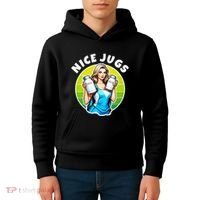 Nice Jugs. Cheerleader Milkmaid. Pitcher Holding Fun Kids Hoodie thumb 4