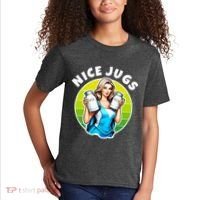 Nice Jugs. Cheerleader Milkmaid. Pitcher Holding Fun Kids T-Shirt thumb 2