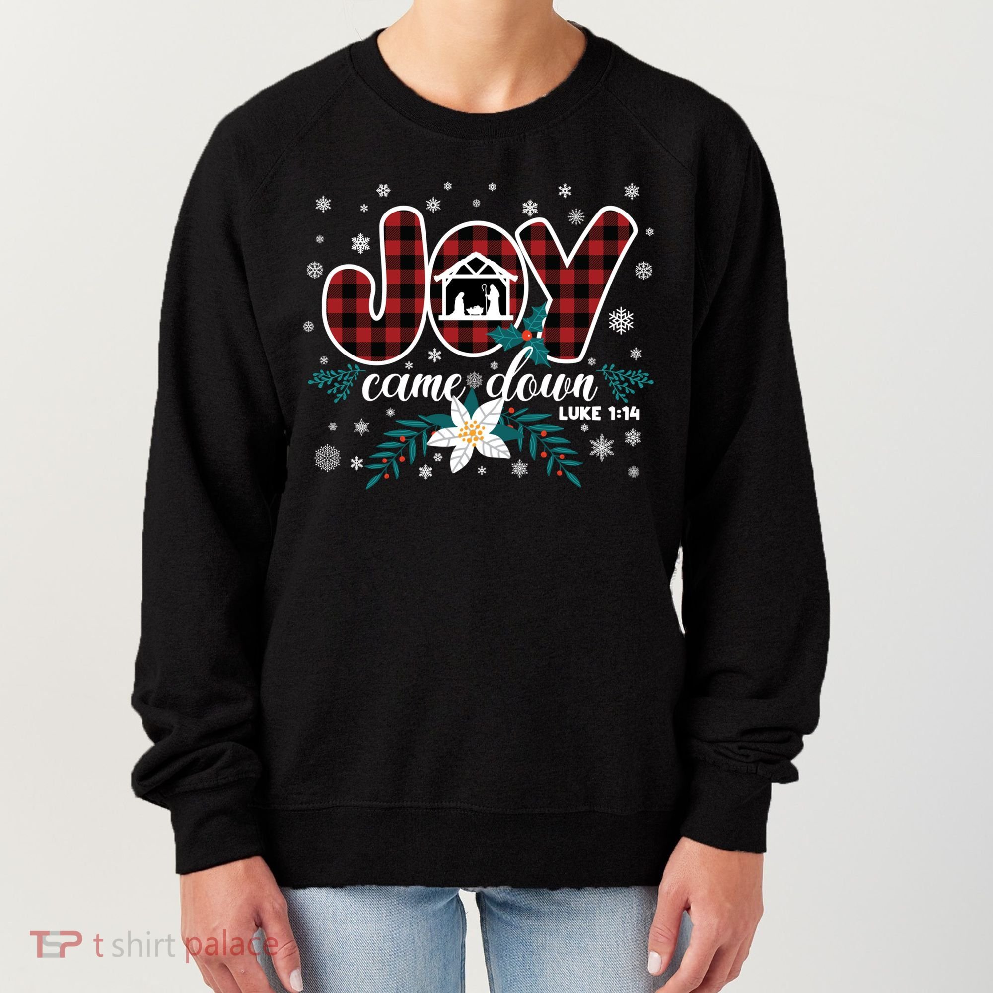 Nativity Jesus Christian Christmas Buffalo Plaid Gift Women's Sweatshirt