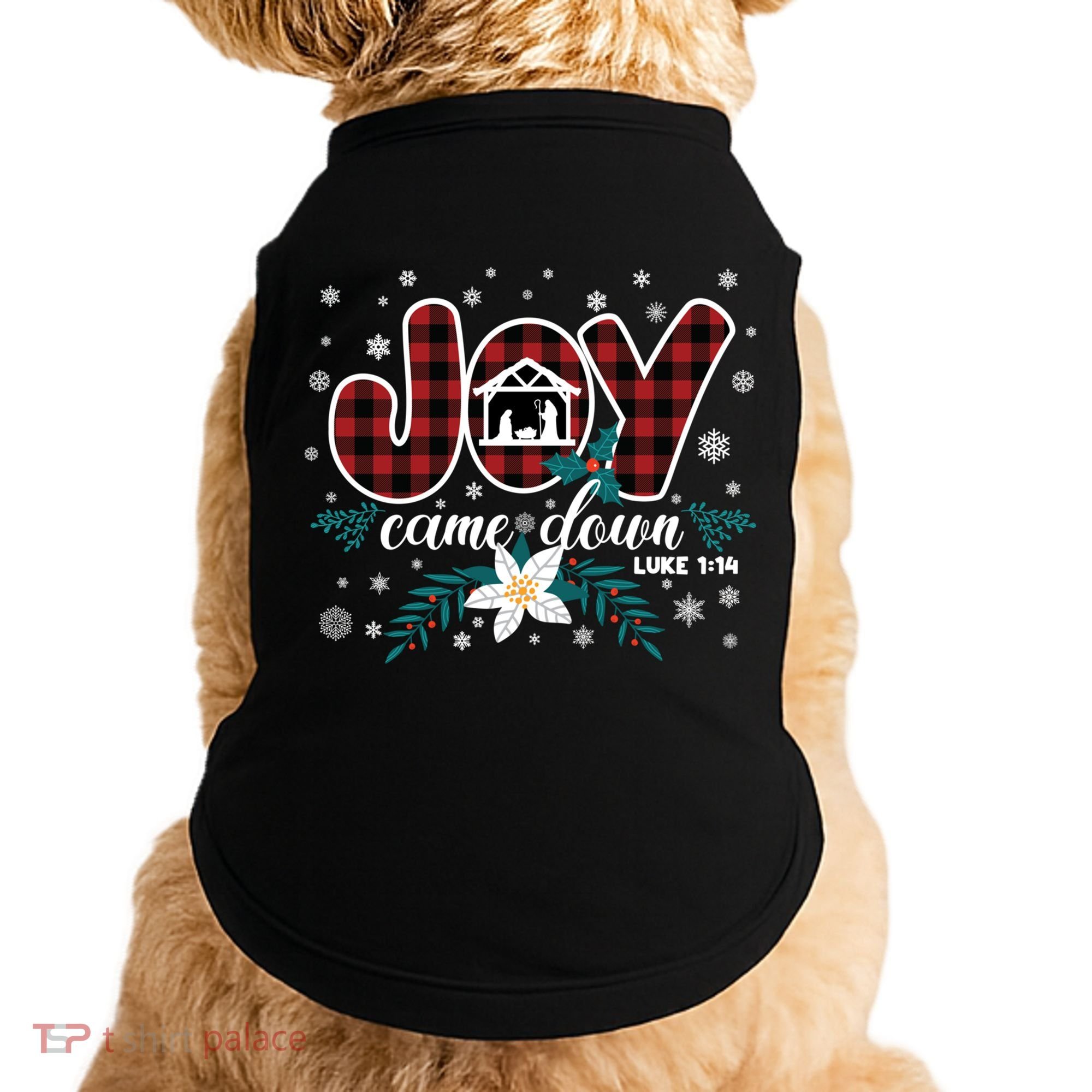 Nativity Jesus Christian Christmas Buffalo Plaid Gift Doggie Tank