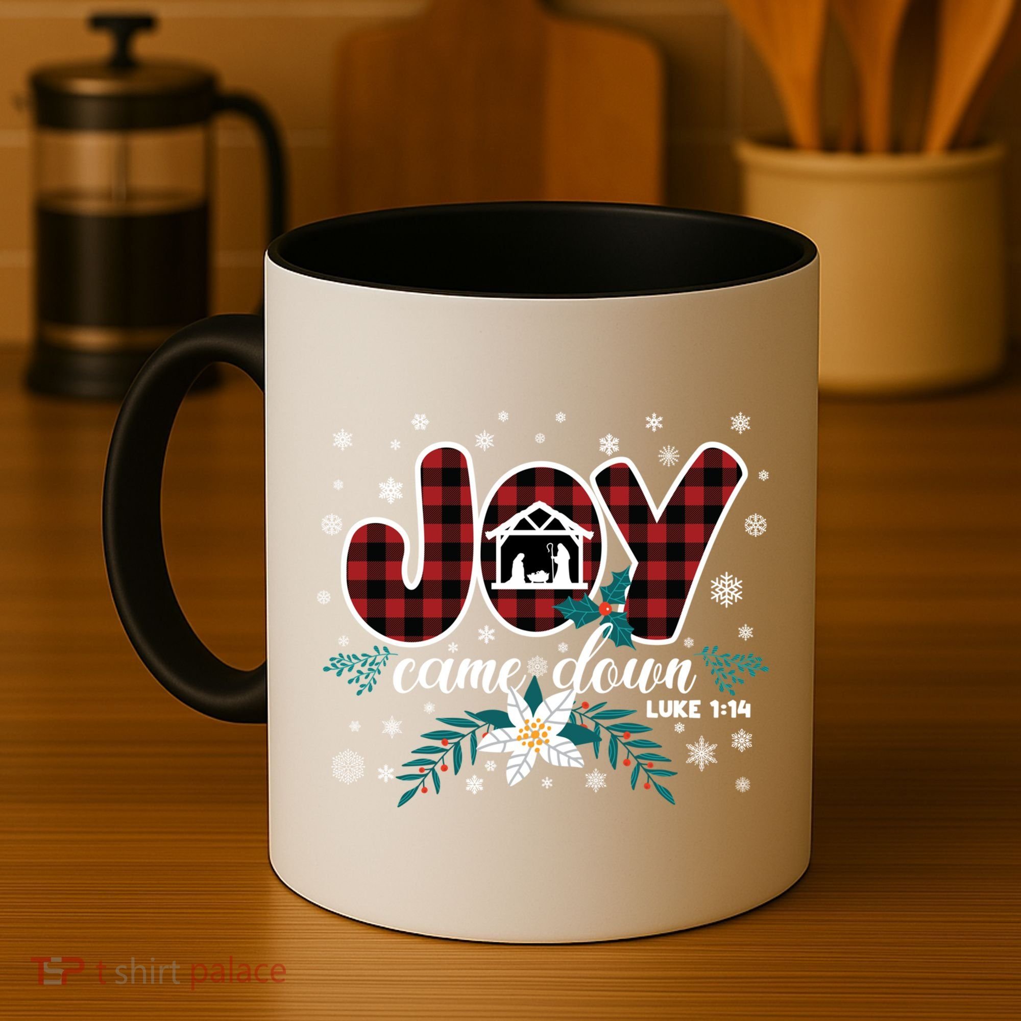 Nativity Jesus Christian Christmas Buffalo Plaid Gift Coffee Mug