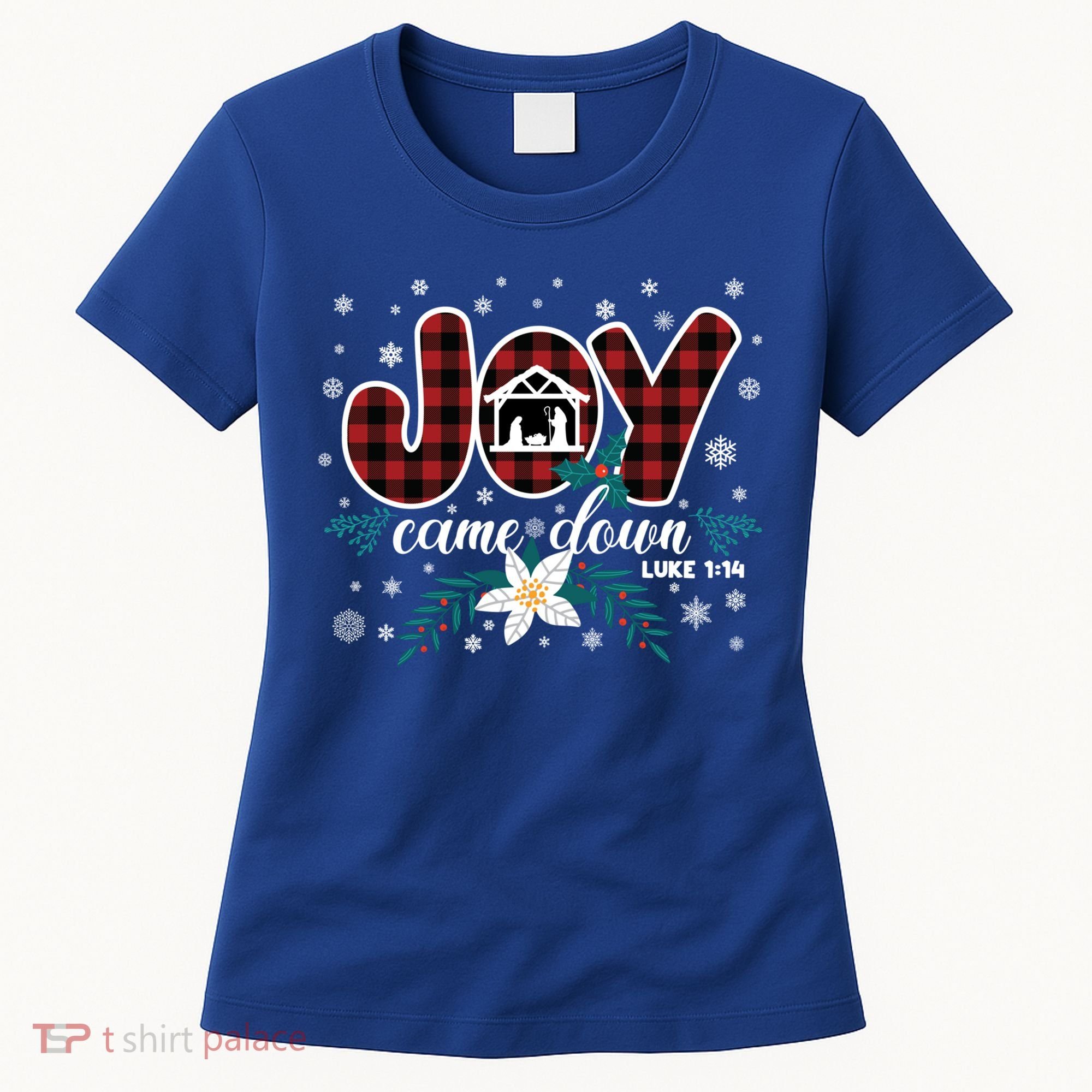 Nativity Jesus Christian Christmas Buffalo Plaid Gift Women's T-Shirt