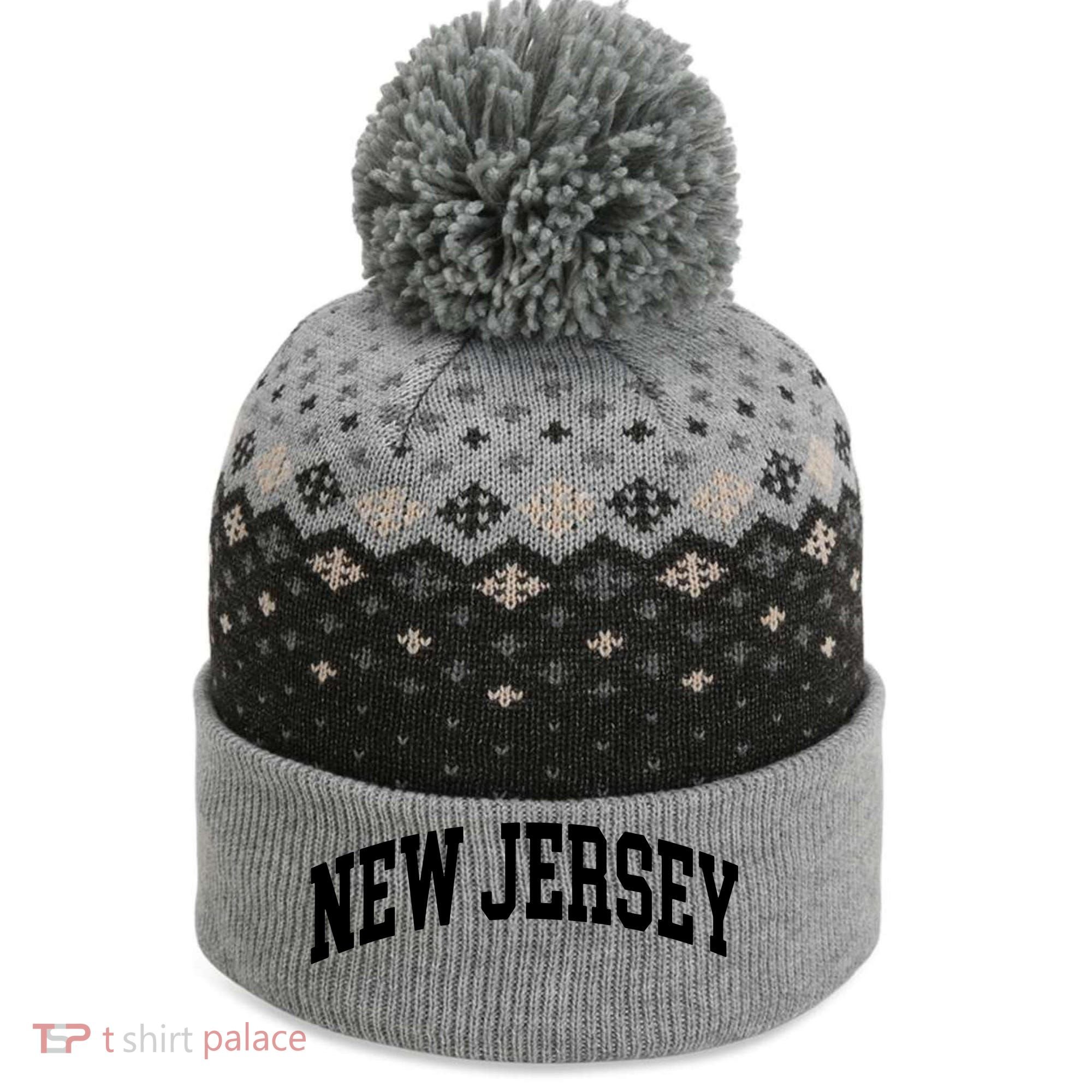 New Jersey Classic Text The Baniff Cuffed Pom Beanie