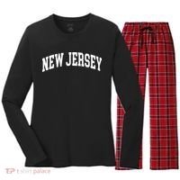New Jersey Classic Text Women's Long Sleeve Flannel Pajama Set  thumb 0