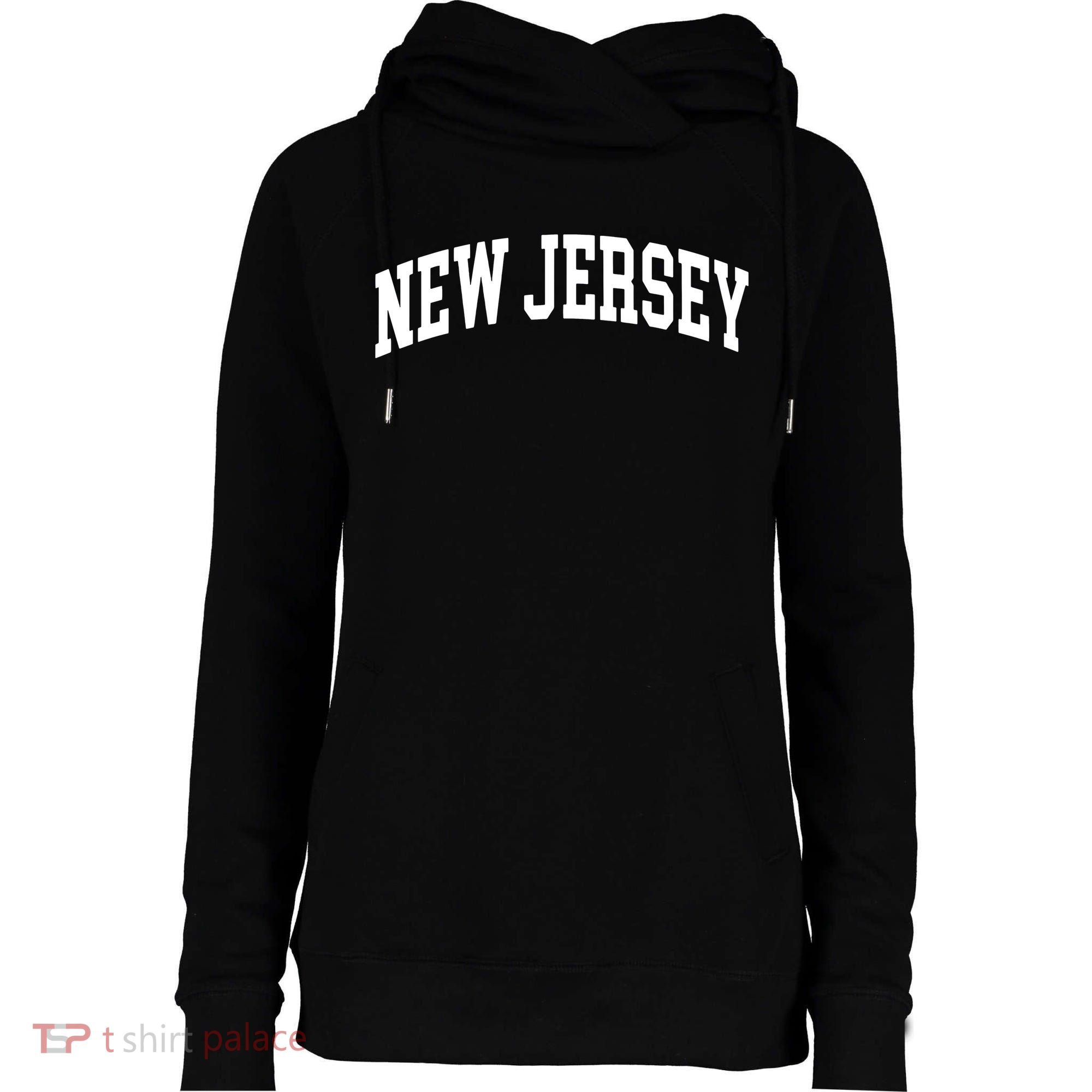 New Jersey Classic Text Womens Funnel Neck Pullover Hood