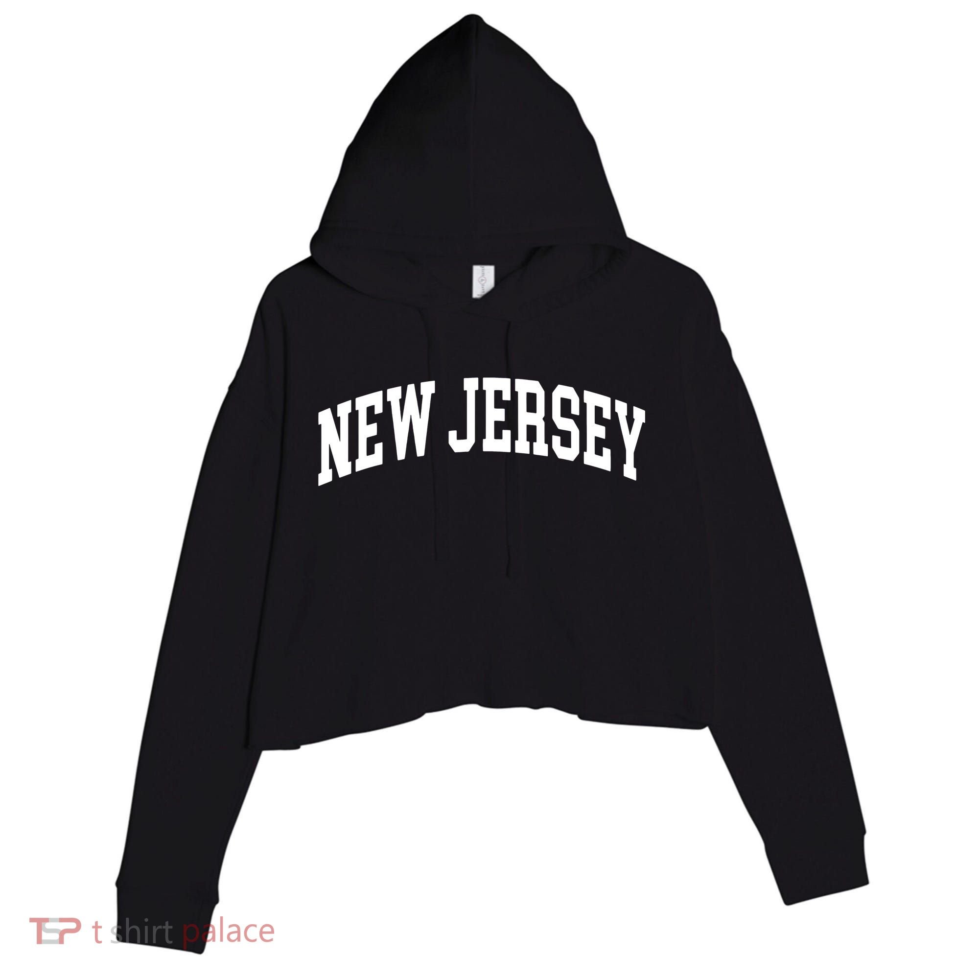 New Jersey Classic Text Crop Fleece Hoodie