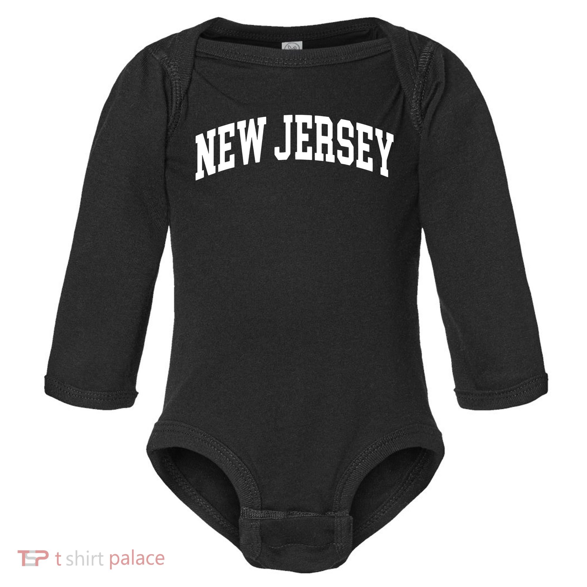New Jersey Classic Text Baby Long Sleeve Bodysuit