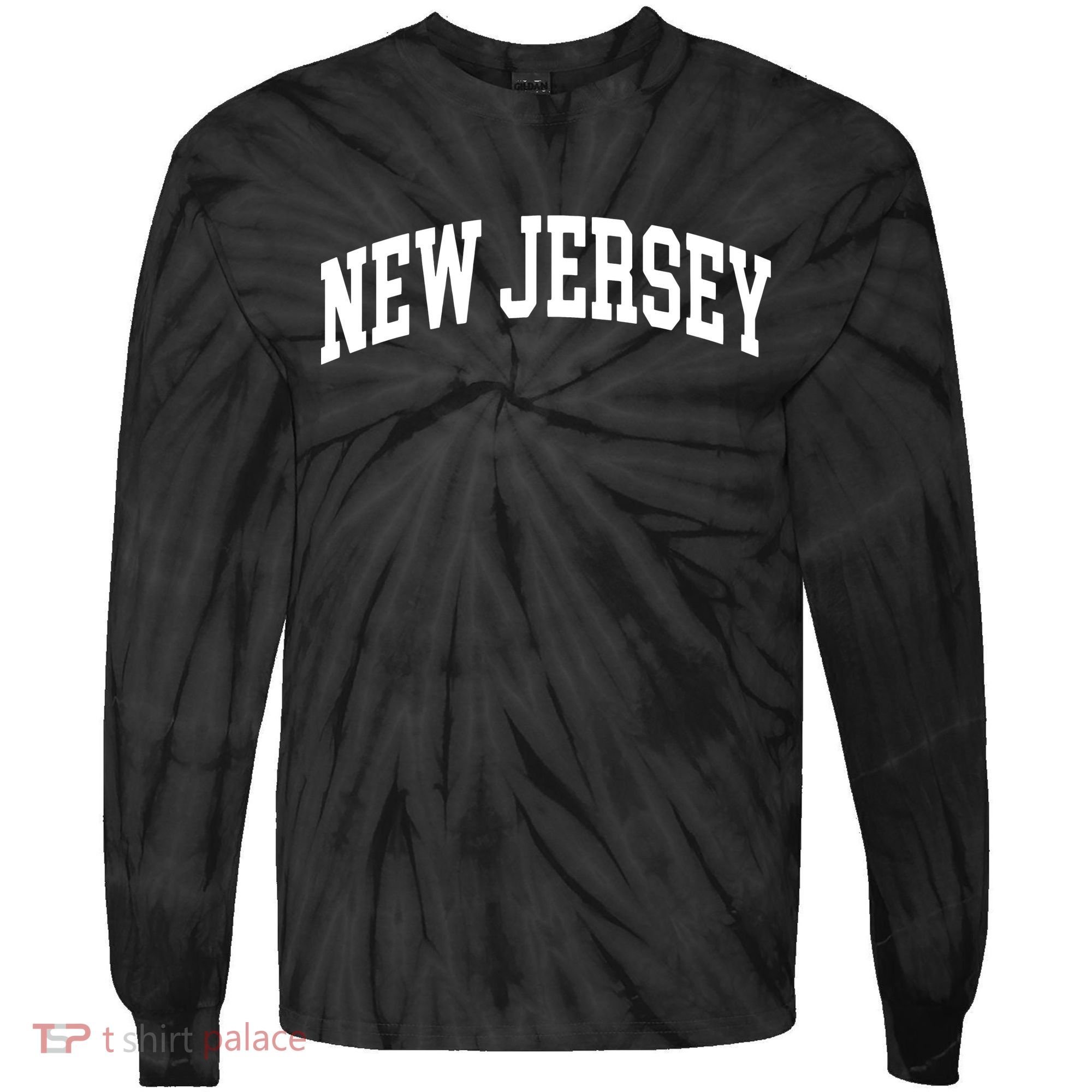 New Jersey Classic Text Tie-Dye Long Sleeve Shirt