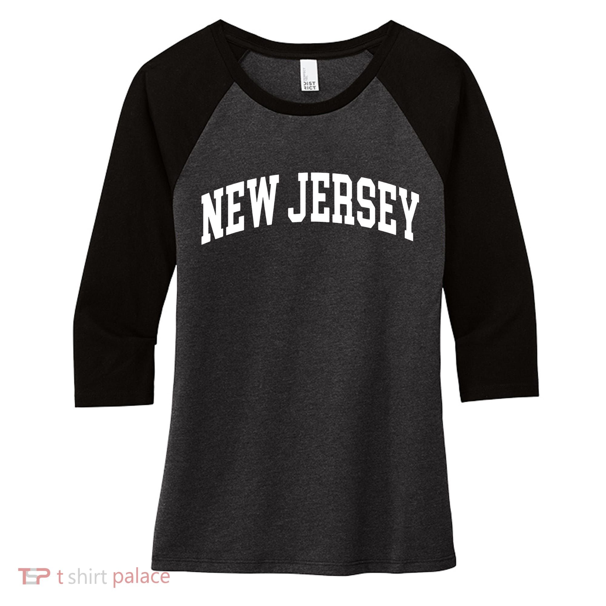 New Jersey Classic Text Women's Tri-Blend 3/4-Sleeve Raglan Shirt