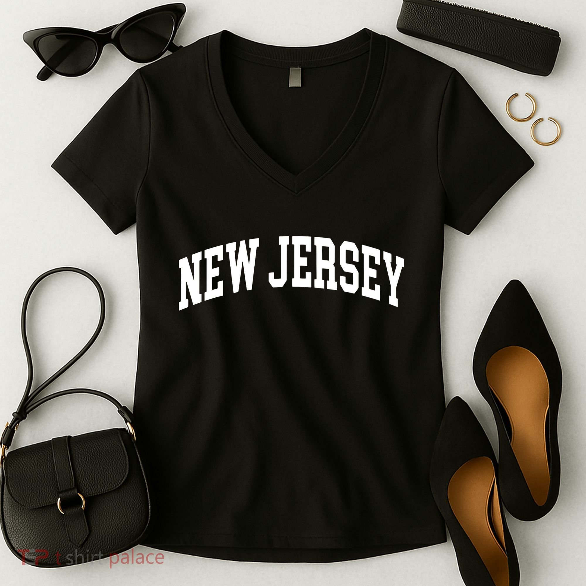 New Jersey Classic Text Women's V-Neck T-Shirt