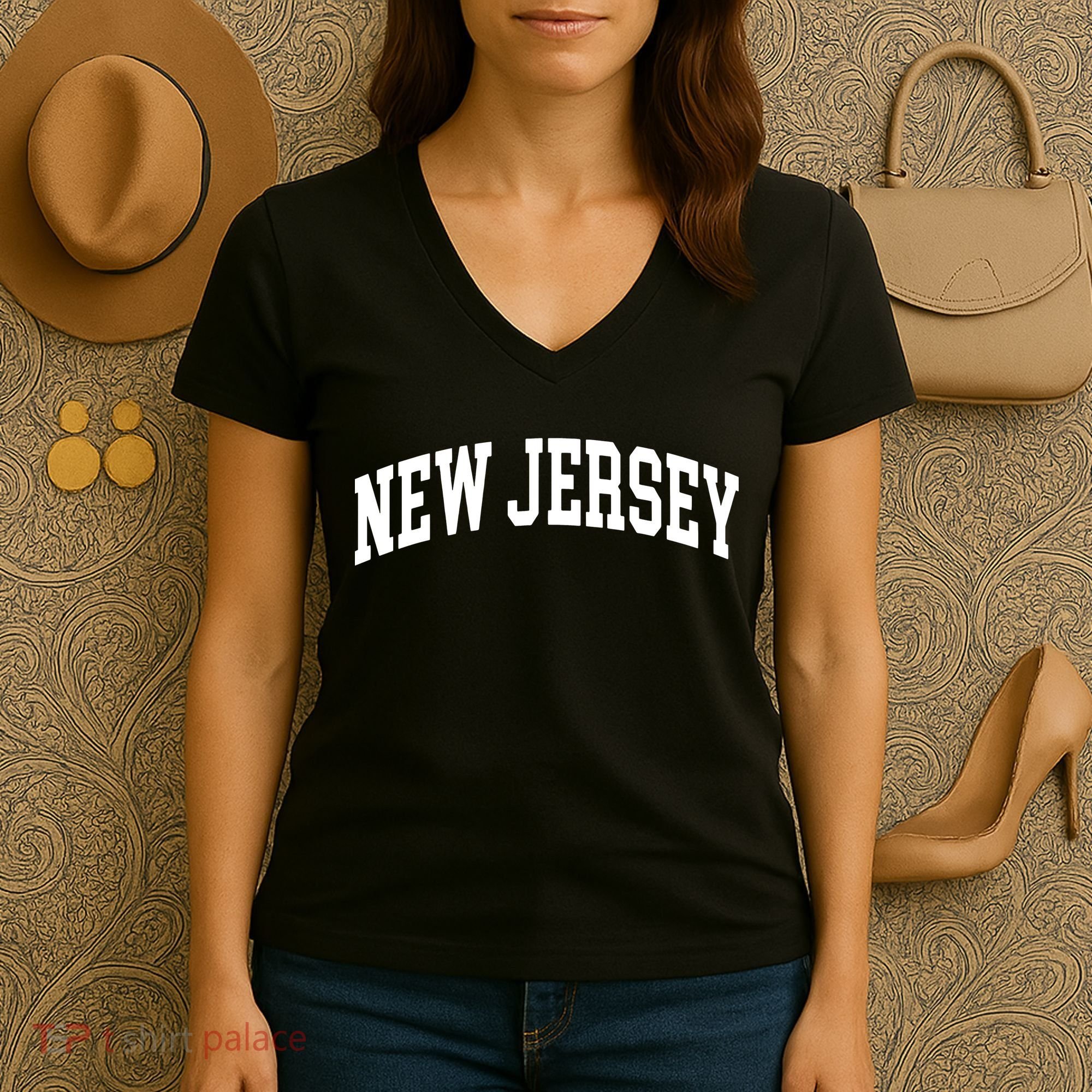 New Jersey Classic Text Women's V-Neck T-Shirt
