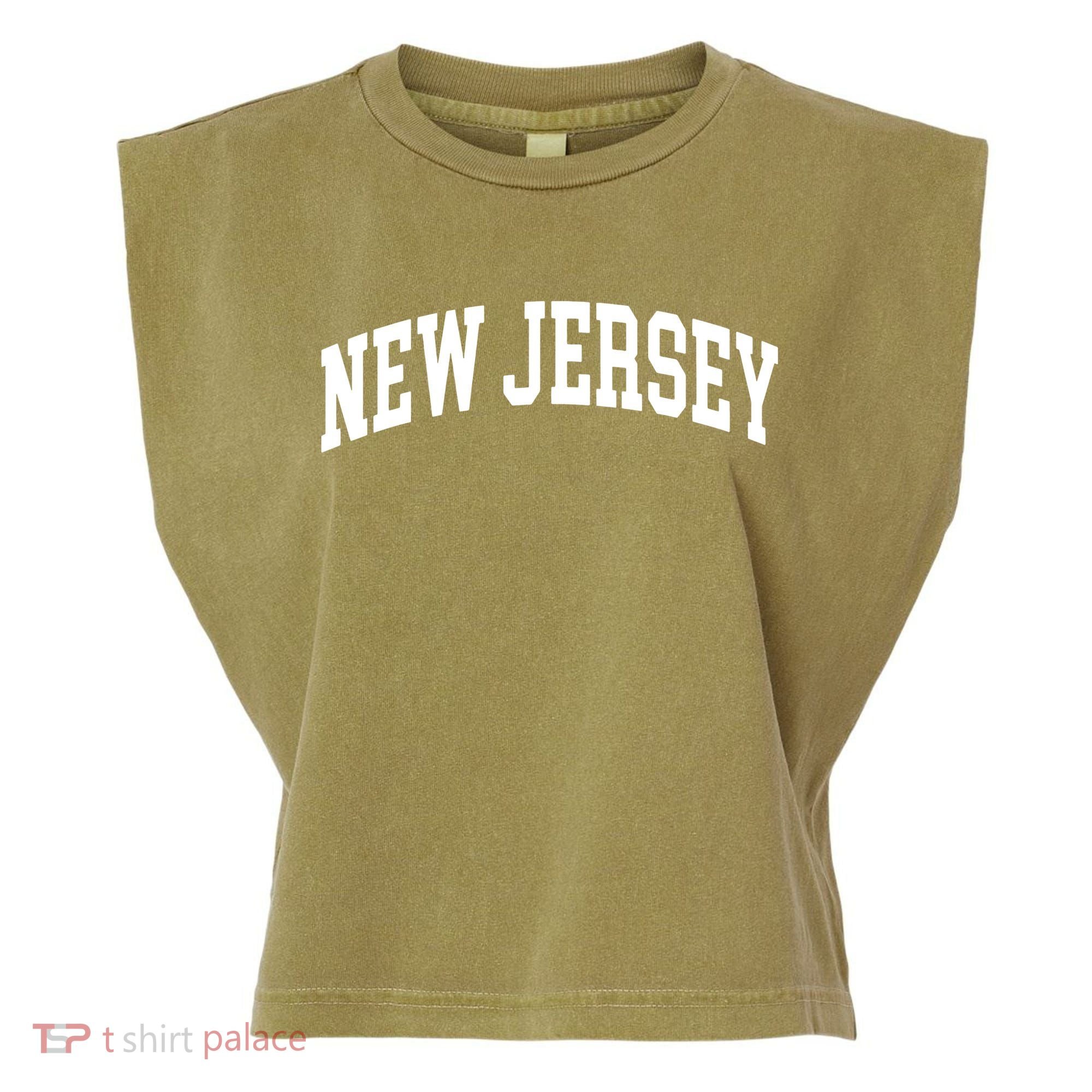 New Jersey Classic Text Garment-Dyed Women's Muscle Tee