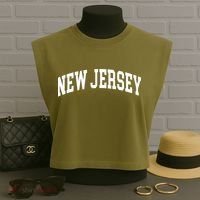 New Jersey Classic Text Garment-Dyed Women's Muscle Tee thumb 3
