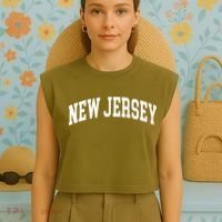 New Jersey Classic Text Garment-Dyed Women's Muscle Tee thumb 4