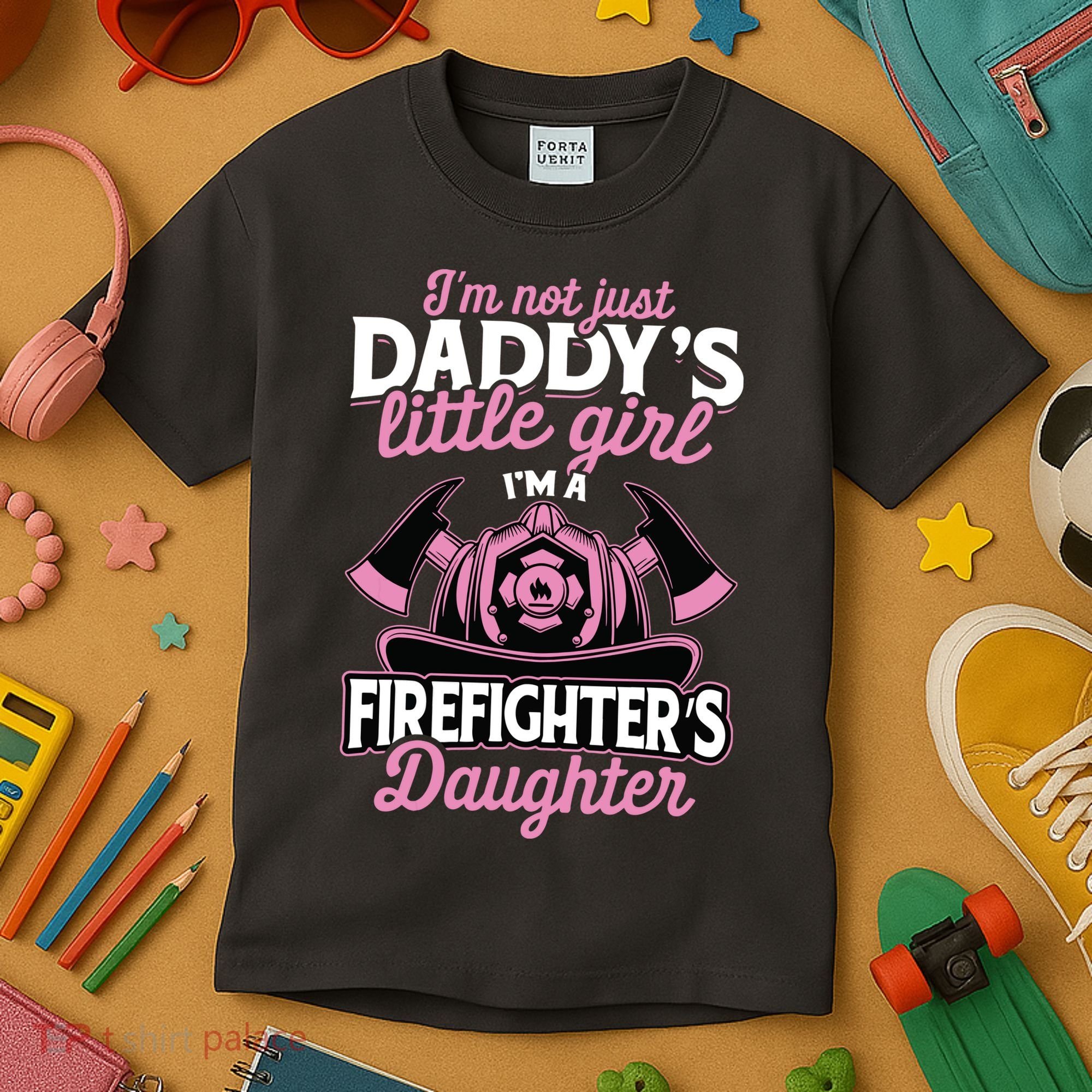 Not Just Daddys Little Girl Firefighter Daughter Kids T-Shirt