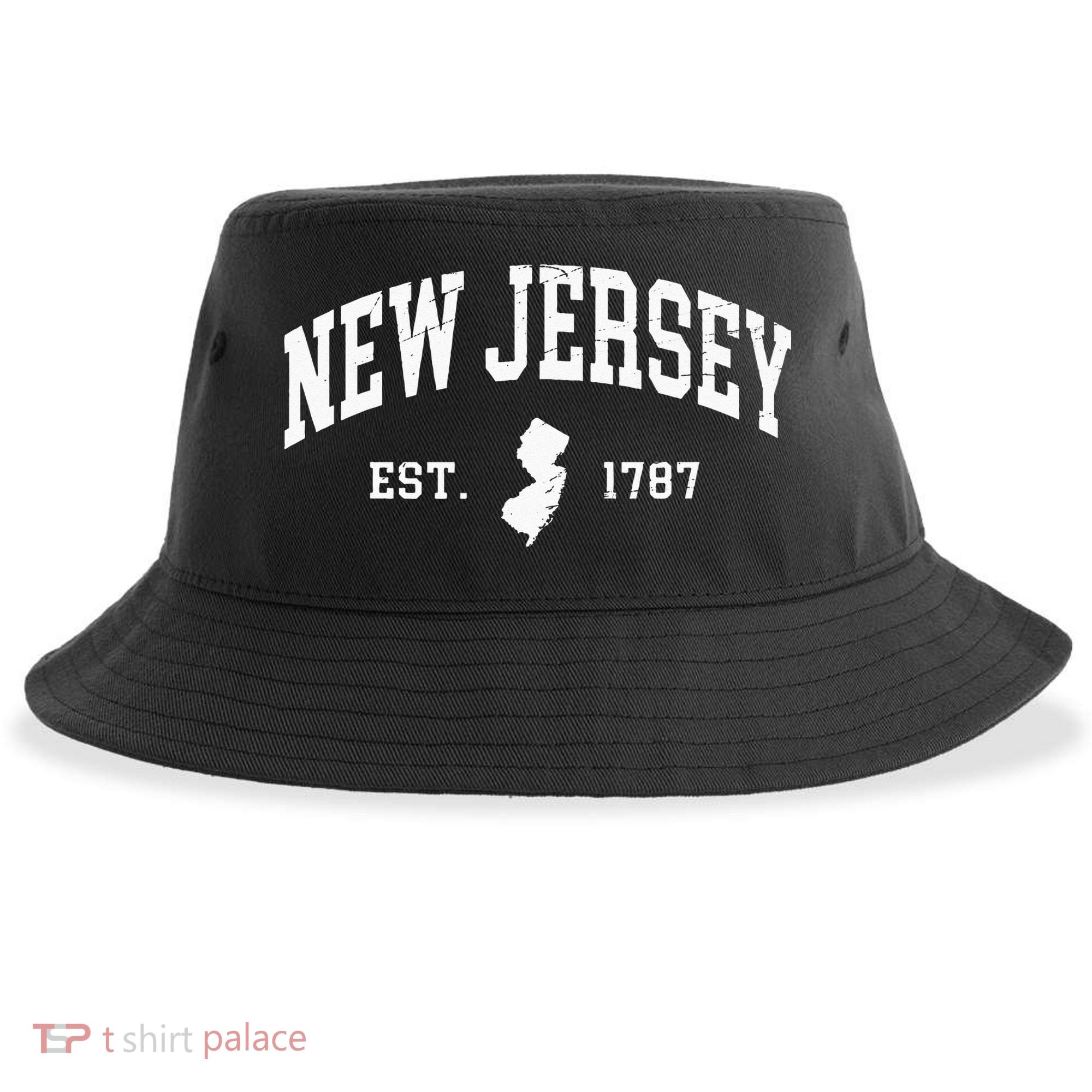 New Jersey Est 1787 Distressed Worn Sustainable Bucket Hat