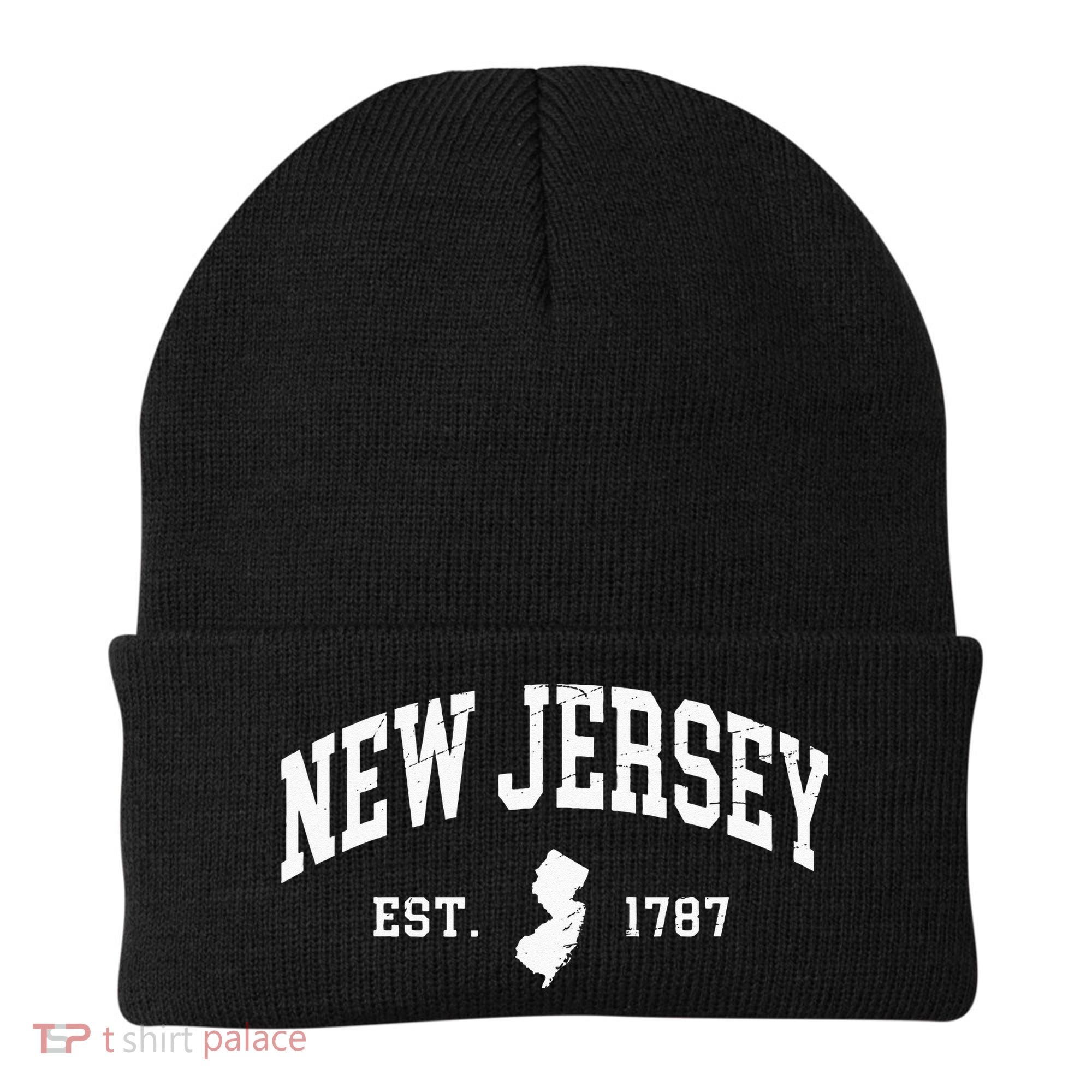 New Jersey Est 1787 Distressed Worn Beanie