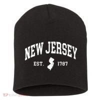 New Jersey Est 1787 Distressed Worn Short Acrylic Beanie thumb 0