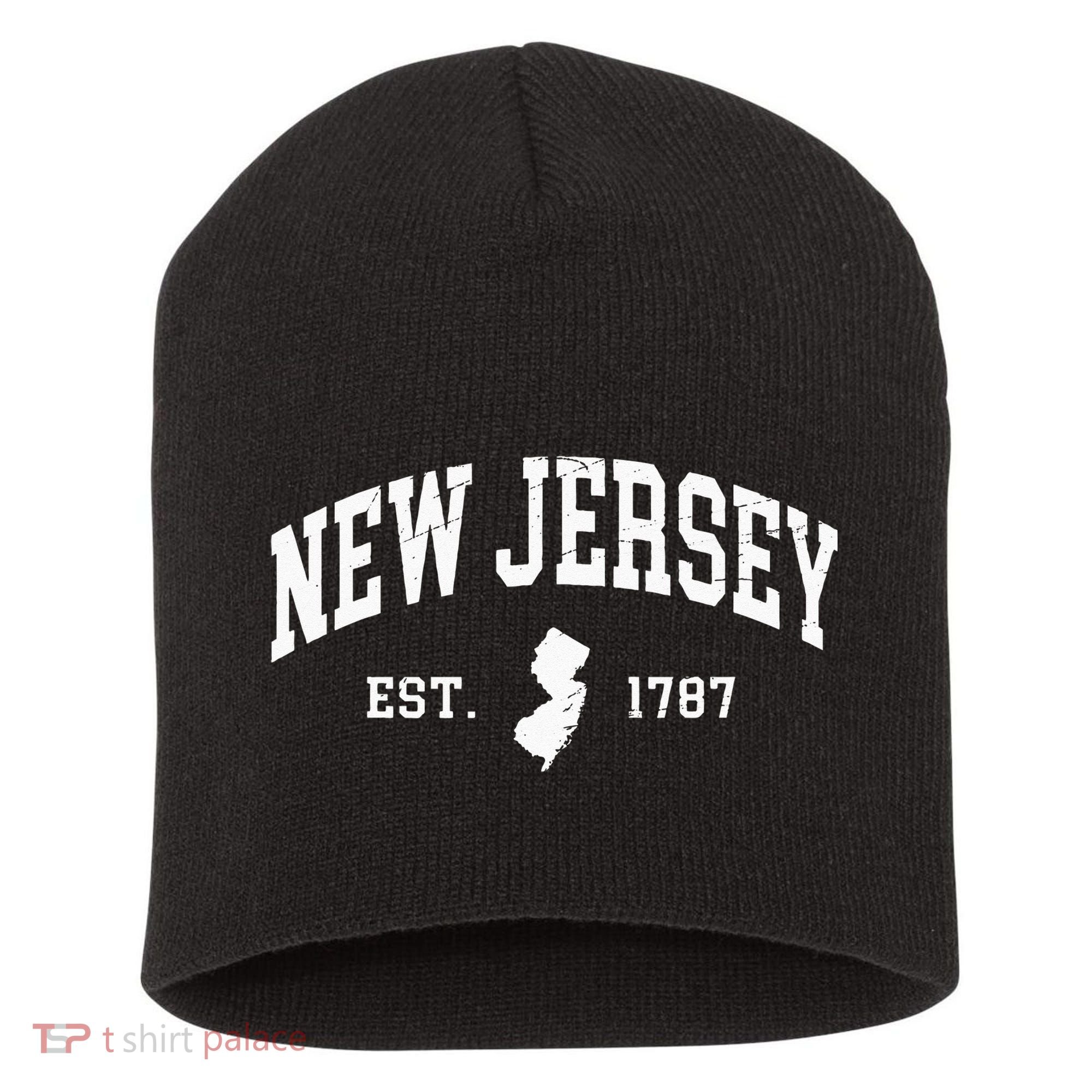 New Jersey Est 1787 Distressed Worn Short Acrylic Beanie